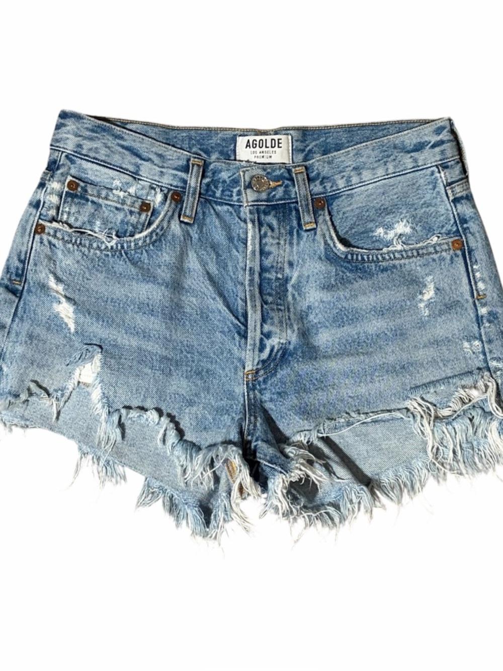 Agolde Parker Vintage Cut Off Short Swamp Meet Light Blue Size 25